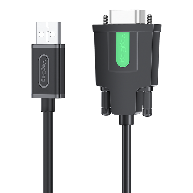 VegGieg USB to Serial RS232 Adapter Cable | DB9 Male | FTDI Chipset | Plug & Play | 1.5m Length | Supports Windows, Linux, macOS