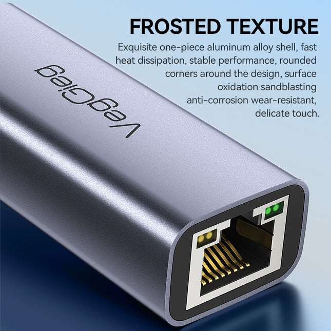 VegGieg USB to Ethernet Adapter | 100Mbps & 1000Mbps | Alloy Shell | Plug & Play | USB 2.0/3.0 Support