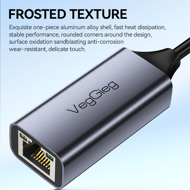 VegGieg USB-C to Ethernet Adapter | 100Mbps & 1000Mbps | Alloy Shell | Plug & Play | Type-C Network Solution
