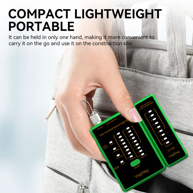 VegGieg LAN & Fiber Tester | 10–12km VFL | PoE, Cladding, Shield Detection | Type-C Charging | Burn-Proof Network Cable Tester