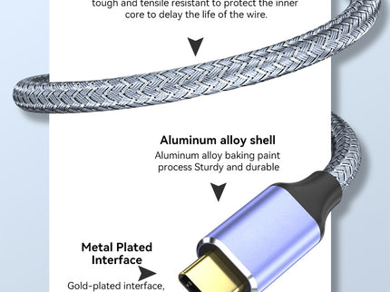 VegGieg V-H921 USB-C to USB-C Cable | 100W PD Fast Charging | 4K Display Output | 10Gbps Data Transfer | 2m Braided Durable Cable