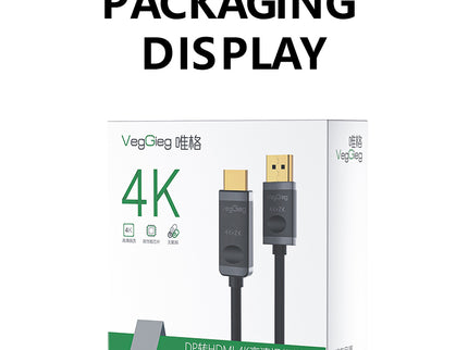 VegGieg DisplayPort (DP) to HDMI Cable | 4K @ 30Hz | Audio Video Converter Cable for PC, Monitor, Projector, TV | Available in 1.5M & 3M | Plug & Play