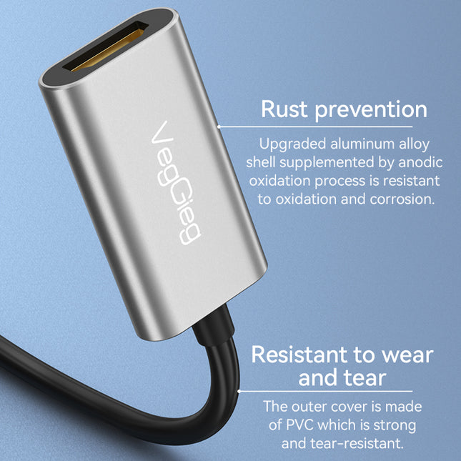 VegGieg Type-C to HDMI Adapter | 4K @ 60Hz | USB-C to HDMI Converter for Laptop, MacBook, iPad, Android Phone | Plug & Play | Aluminum Alloy
