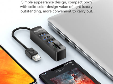 VegGieg 6-Port USB 2.0 Hub with SD/TF Card Reader | 1m Cable | High-Speed Data Transfer | Compact & Durable