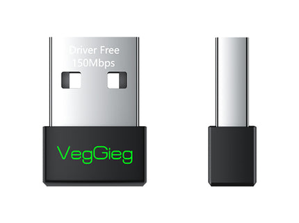 VegGieg 150Mbps Wireless USB Adapter | 2.4GHz Plug & Play WiFi Network Adapter for Desktop & Laptop