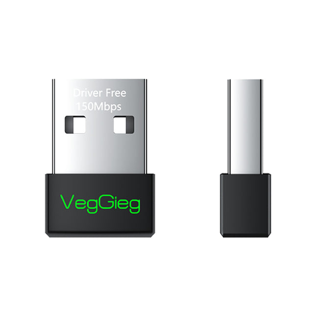 VegGieg 150Mbps Wireless USB Adapter | 2.4GHz Plug & Play WiFi Network Adapter for Desktop & Laptop