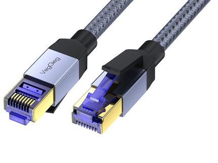 VegGieg Cat8 FTP Braided Ethernet Cable | Fluke Tested 40Gbps RJ45 LAN Cable with Gold-Plated Connectors