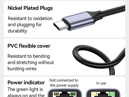 VegGieg USB-C to Ethernet Adapter | 100Mbps & 1000Mbps | Alloy Shell | Plug & Play | Type-C Network Solution