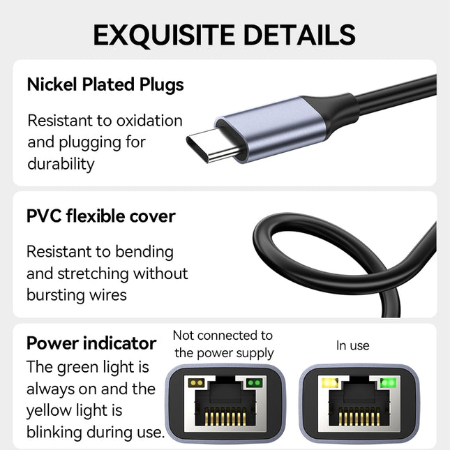 VegGieg USB-C to Ethernet Adapter | 100Mbps & 1000Mbps | Alloy Shell | Plug & Play | Type-C Network Solution