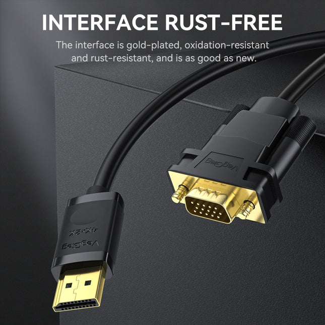 VegGieg DisplayPort (DP) to VGA Cable | 1080P @ 60Hz | DP to VGA Converter Cable for Monitor, Projector, TV | Plug & Play | 1.5M