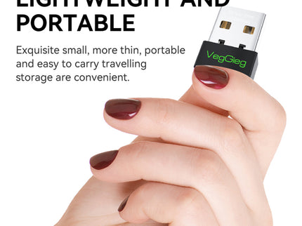 VegGieg 150Mbps Wireless USB Adapter | 2.4GHz Plug & Play WiFi Network Adapter for Desktop & Laptop