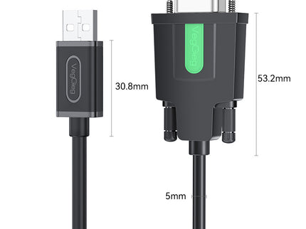 VegGieg V-U401 USB to Serial RS232 Adapter Cable | DB9 Male | FTDI Chipset | Plug & Play | 1.5m Length | Supports Windows, Linux, macOS