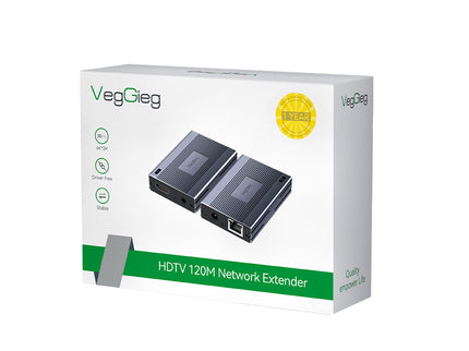VegGieg 120M HDMI Extender Over CAT6 | HDMI Signal Extension up to 120m | Full HD 1080p | Plug & Play