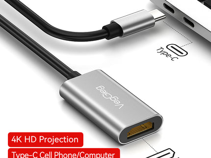 VegGieg Type-C to HDMI Adapter | 4K @ 60Hz | USB-C to HDMI Converter for Laptop, MacBook, iPad, Android Phone | Plug & Play | Aluminum Alloy