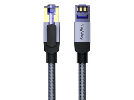 VegGieg Cat8 FTP Braided Ethernet Cable | Fluke Tested 40Gbps RJ45 LAN Cable with Gold-Plated Connectors