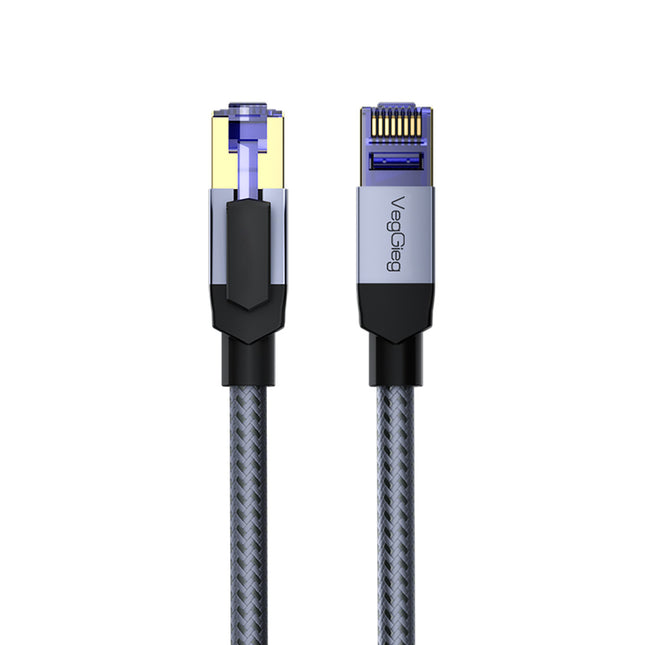VegGieg Cat8 FTP Braided Ethernet Cable | Fluke Tested 40Gbps RJ45 LAN Cable with Gold-Plated Connectors