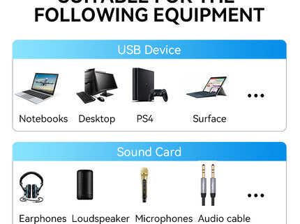 VegGieg USB Sound Card Adapter | External Audio Interface | 3.5mm Jack & Mic Ports | Plug & Play