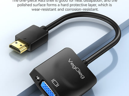 VegGieg HDMI to VGA Adapter | 1080P @ 60Hz | With or Without Audio | Video Converter for Monitor, Projector, TV