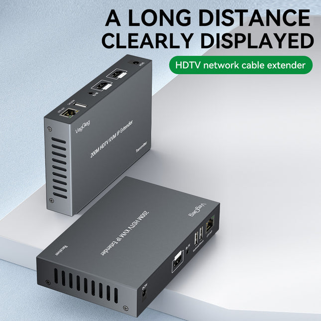 VegGieg V-HD012 HDMI KVM IP Extender | 200M over CAT6 | 1080p@60Hz FHD | IR Remote Support | USB Keyboard & Mouse Extension | Plug & Play