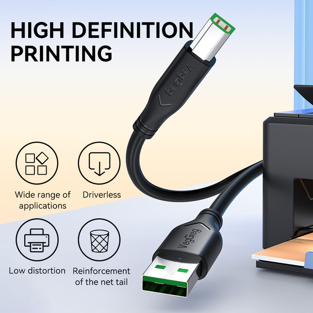 VegGieg USB to USB-B Printer Cable | High-Speed Printing | 10–15M Long Distance Support | Shielded, Durable, Plug & Play
