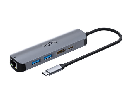 VegGieg 5 in 1 USB Type C Docking Station | 4K HDMI, RJ45 LAN, USB 3.0 & PD 100W Hub for Laptops
