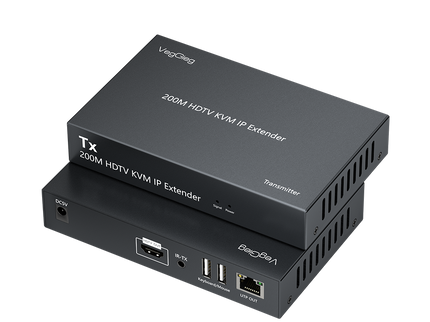 VegGieg V-HD012 HDMI KVM IP Extender | 200M over CAT6 | 1080p@60Hz FHD | IR Remote Support | USB Keyboard & Mouse Extension | Plug & Play