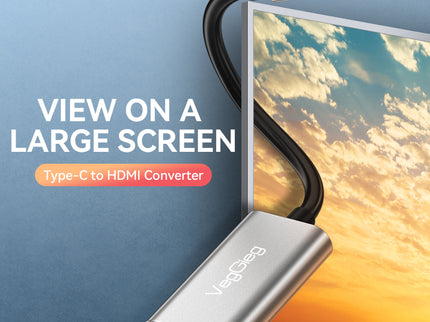 VegGieg Type-C to HDMI Adapter | 4K @ 60Hz | USB-C to HDMI Converter for Laptop, MacBook, iPad, Android Phone | Plug & Play | Aluminum Alloy