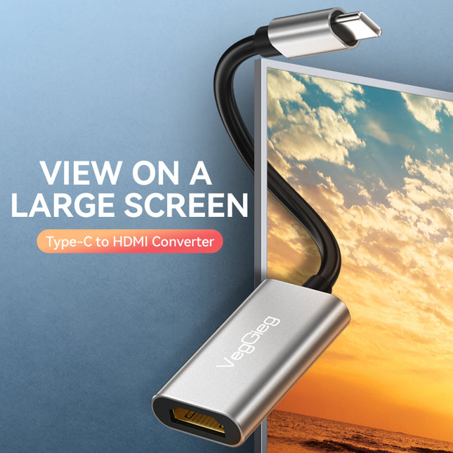 VegGieg Type-C to HDMI Adapter | 4K @ 60Hz | USB-C to HDMI Converter for Laptop, MacBook, iPad, Android Phone | Plug & Play | Aluminum Alloy