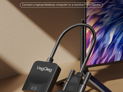 VegGieg V-Z618 VGA to HDMI Converter | 1080p Full HD | With Audio & USB Power | Plug & Play Video Adapter for PC, Laptop, Projector, TV