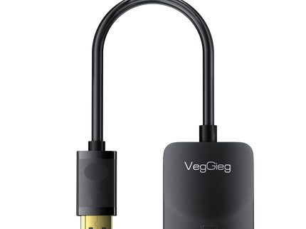 VegGieg V-Z615 DisplayPort (DP) to VGA Converter | 1080p Full HD | Plug & Play | Gold-Plated Connectors | PC to Monitor/Projector Adapter