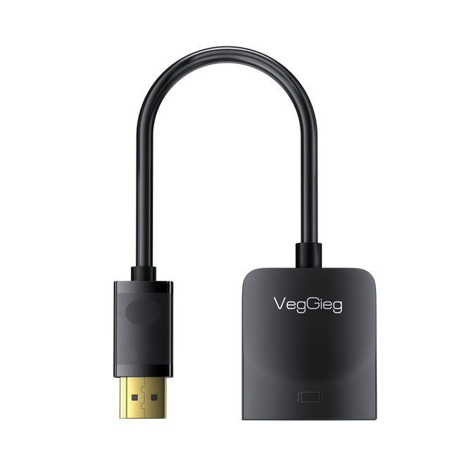 VegGieg V-Z615 DisplayPort (DP) to VGA Converter | 1080p Full HD | Plug & Play | Gold-Plated Connectors | PC to Monitor/Projector Adapter
