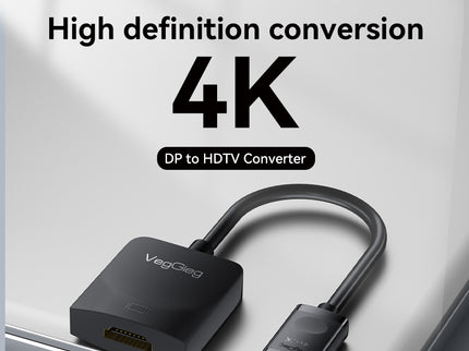 VegGieg DisplayPort (DP) to HDMI Adapter | 4K @ 30Hz | Gold-Plated Connector | Plug & Play | Compact Video Converter