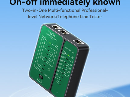 VegGieg V-E110 Professional Network & Telephone Line Tester | 150m Range | Shielded/Unshielded Cable Support | POE Anti-Firing | One-Hand Operation