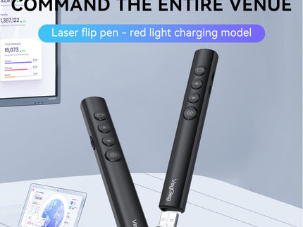 VegGieg V-LP003 Wireless Presenter with Laser Pointer | 2.4GHz | Plug & Play USB Receiver | 100M Range | Slide Control & Screen Blackout