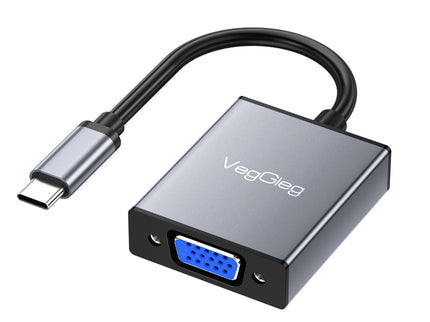 VegGieg Type-C to VGA Adapter | 1080P @ 60Hz | USB-C to VGA Converter for Laptop, MacBook, iPad, Android Phone | Plug & Play | Aluminum Alloy
