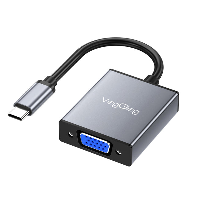 VegGieg Type-C to VGA Adapter | 1080P @ 60Hz | USB-C to VGA Converter for Laptop, MacBook, iPad, Android Phone | Plug & Play | Aluminum Alloy