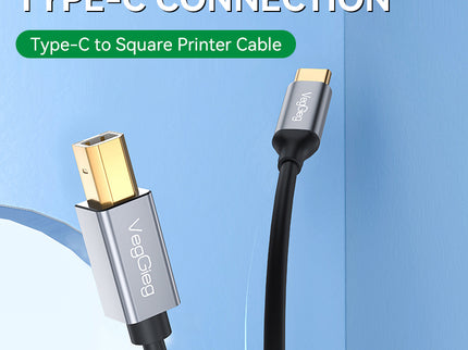 VegGieg USB Type-C to USB-B Printer Cable | 2M High-Speed USB 2.0 | Connect Type-C Laptops to Printers, Scanners & Fax