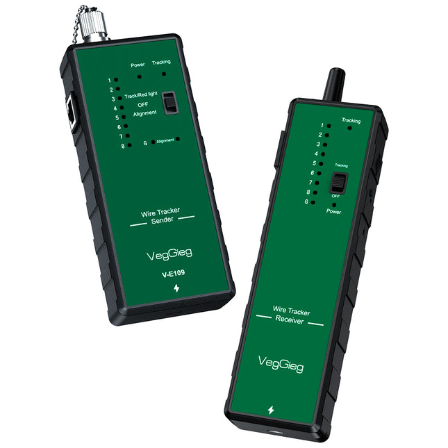 VegGieg V-E109 Multifunctional Network & Red Light Cable Tracker | 2-in-1 Cable Tester & Tracer | Fiber-Optic Red Light Function | Type-C Charging