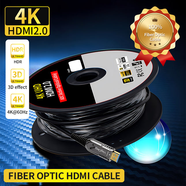 VegGieg V-H707 HDMI Active Optical Cable | 4K@60Hz | HDR | ARC | EDID | Gold-Plated | Long-Distance Fiber Connection | Durable & Reliable (25m, 30m)