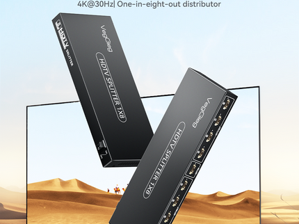 VegGieg 8 Port HDMI Splitter 1x8 | 4K@30Hz HDMI Splitter with HDR, 3D Support & Dolby Audio