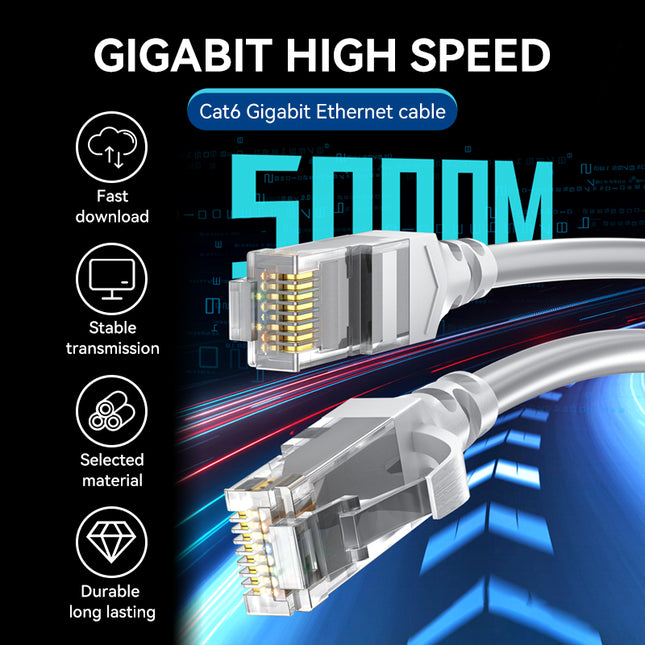 VegGieg CAT6e RJ45 Patch Cord | UTP LAN Cable | CCA | 1Gbps | Flexible & Durable | 2m–30m