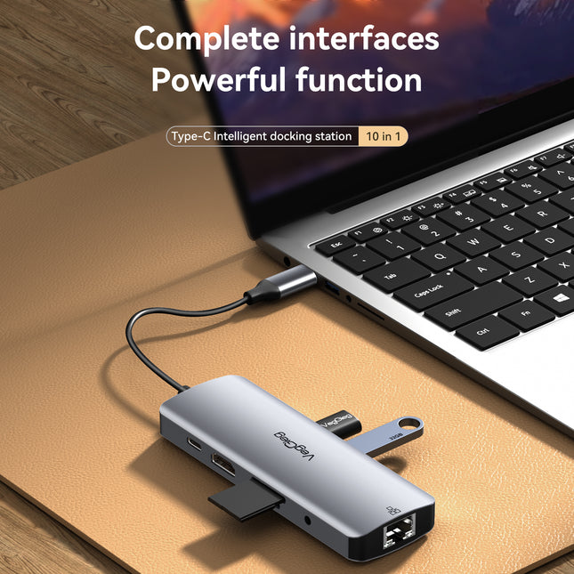 VegGieg 10 in 1 USB Type C Docking Station | 4K HDMI, RJ45 LAN, USB 3.0, SD/TF, PD 100W Hub for Laptops