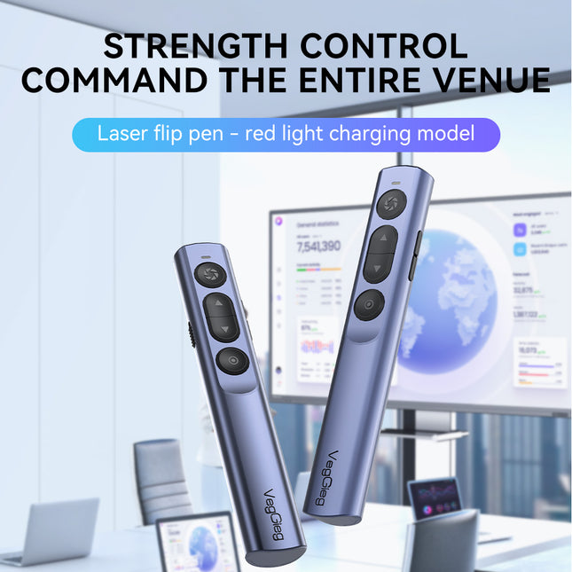 VegGieg V-LP002 Wireless Presenter with Laser Pointer | 2.4GHz | Plug & Play USB Receiver | 100M Range | Slide Control & Screen Blackout