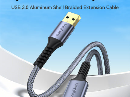 VegGieg USB 3.0 Braided Extension Cable | Premium Aluminium Shell High-Speed USB Extension Cable