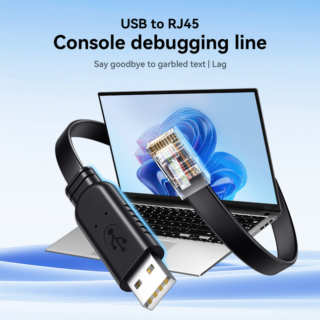 VegGieg USB to RJ45 Console Cable | FTDI Chipset | Serial Console Debug Cable for Routers, Switches, Servers | 2M Flat Cable | Plug & Play
