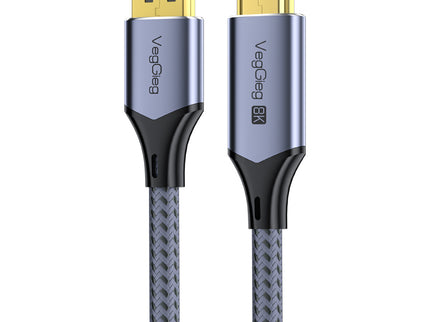 VegGieg 8K DisplayPort to HDMI Cable 2M (DP to HDMI) | 8K@60Hz UHD | HDR | Nylon Braided | Gold Plated | Audio Video Sync | Plug & Play