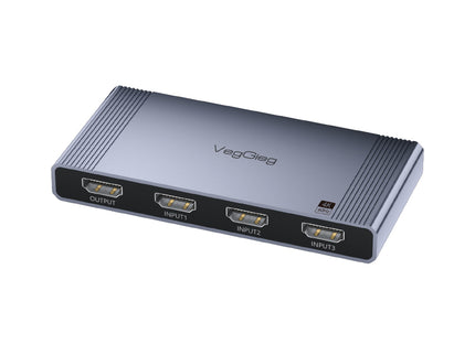 VegGieg 3-in-1 HDMI 2.0 Switch | 3 Port HDMI Switcher | Supports 4K@60Hz | IR Remote & Manual Switching