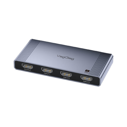 VegGieg 3-in-1 HDMI 2.0 Switch | 3 Port HDMI Switcher | Supports 4K@60Hz | IR Remote & Manual Switching