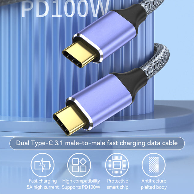 VegGieg V-H921 USB-C to USB-C Cable | 100W PD Fast Charging | 4K Display Output | 10Gbps Data Transfer | 2m Braided Durable Cable