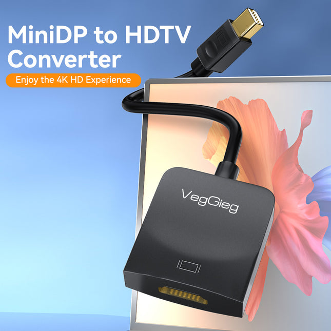 VegGieg Mini DisplayPort (Mini DP) to HDMI Adapter | 4K@30Hz UHD | Stable Signal Transmission | Plug & Play | Compact Converter
